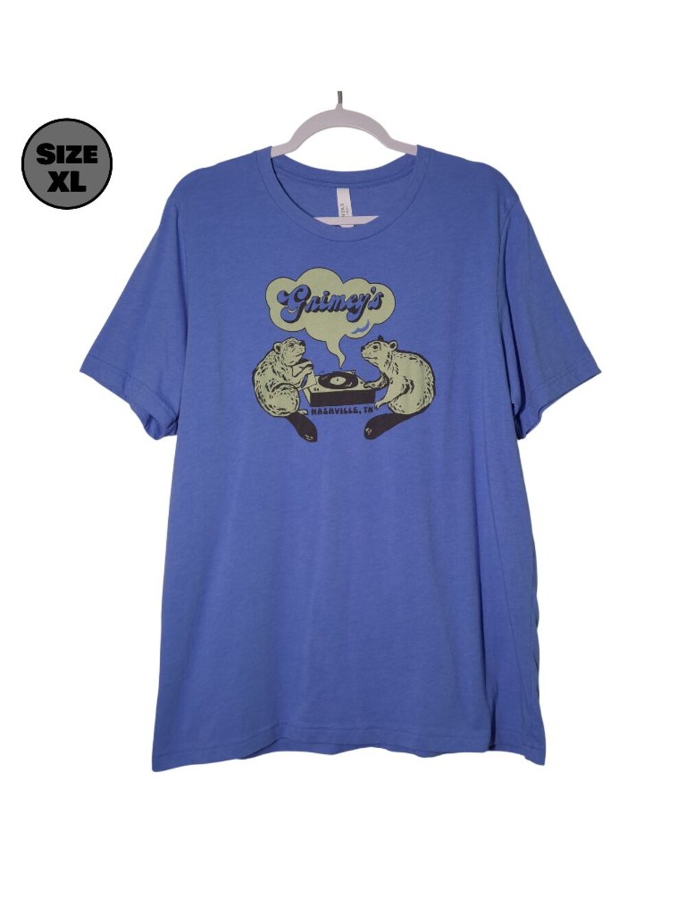 Grimey's Nashville Beavers USED Shirt (XL, Blue, Record Store, Music, Tennessee)
